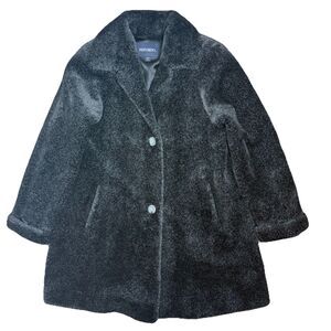 Bernardo Womens Black Faux Fur Coat Button Down Womens M EUC Mob Wives